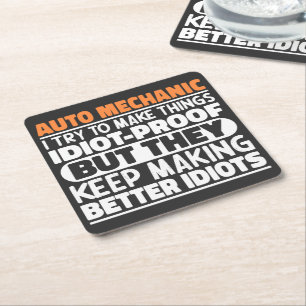 Auto Mechanic ich versuche, Dinge zu machen idiot  Rechteckiger Pappuntersetzer