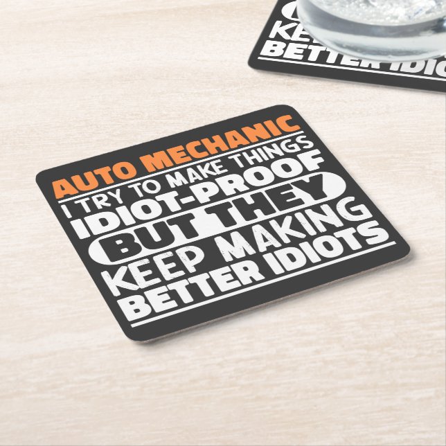 Auto Mechanic ich versuche, Dinge zu machen idiot  Rechteckiger Pappuntersetzer (angewinkelt)