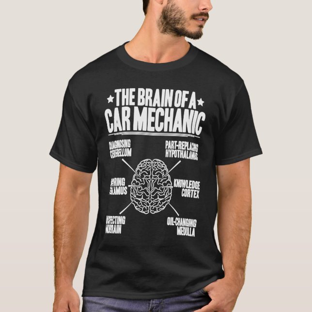 Auto Mechanic Typical Brain Car Mechanic T-Shirt (Vorderseite)