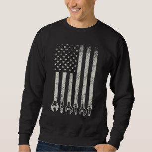 Auto Mechanical US sa Flag Schlüssel und Spark Plu Sweatshirt
