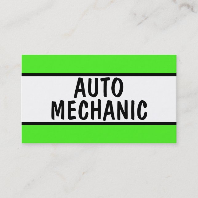 Auto Mechanik Neon Green Visitenkarte (Vorderseite)