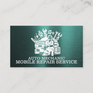 Auto Mechaniker Automotive-Reparatur Metall Grün Visitenkarte