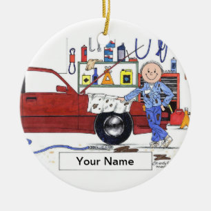 Auto-Mechaniker - Mann Keramik Ornament