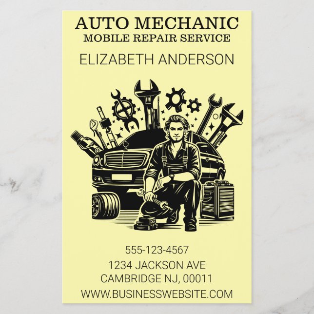 Auto Mechanische Kfz-Reparatur Metallstil Flyer (Vorne)