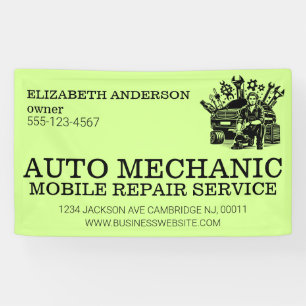 Auto Mechanische Kfz-Reparatur Metallverarbeitung Banner