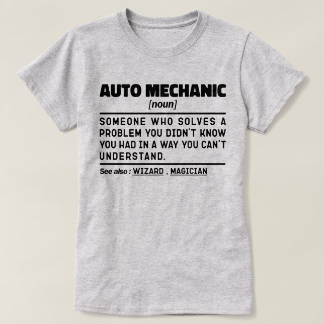 Auto Mechanische Noun Definition Reparatur Mama Co T-Shirt (Design vorne)