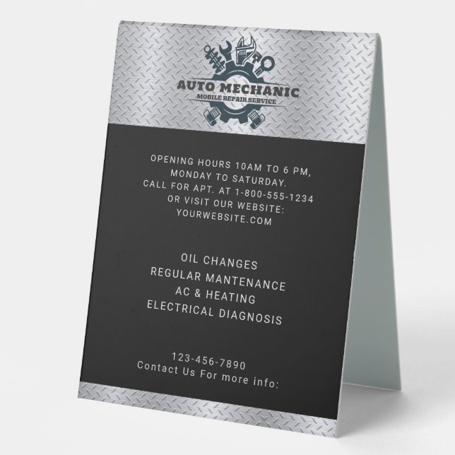 Auto Mechanische Reparatur Automobilzulieferer Tischaufsteller (Vorderseite)