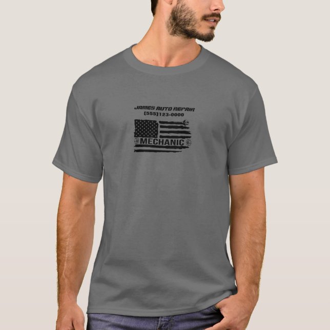 Auto Mechanische Reparatur-Firmenlogo T-Shirt (Vorderseite)