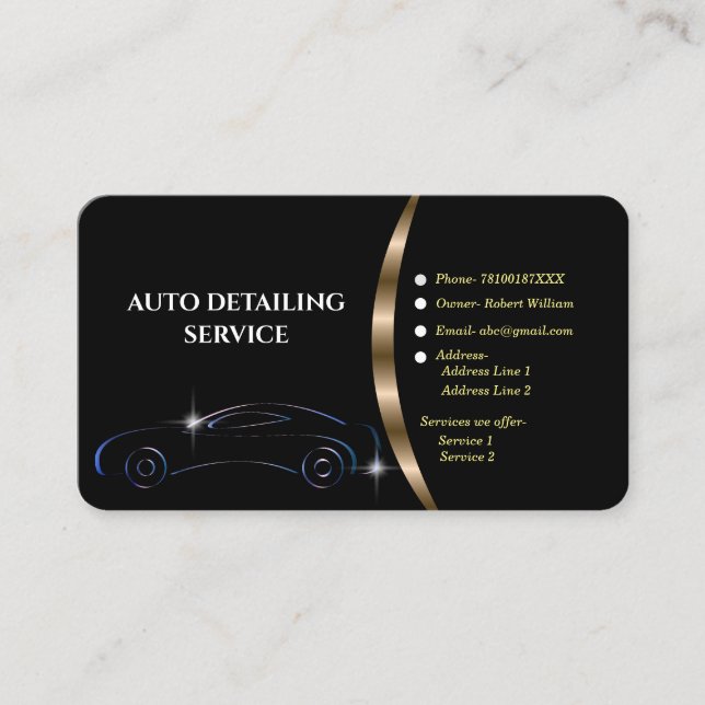 Auto mit Angaben zum Pkw-Logo Visitenkarte (Vorderseite)