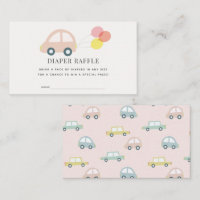 Auto mit Balloons Pink Girl Diaper Raffel Ticket