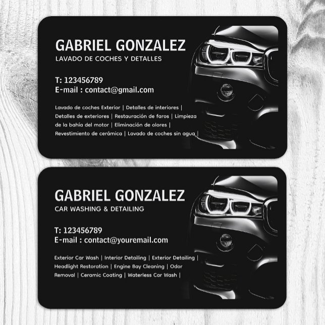 Auto mit der zweisprachigen Visitenkarte (Auto Detailing Bilingual Business Cards)