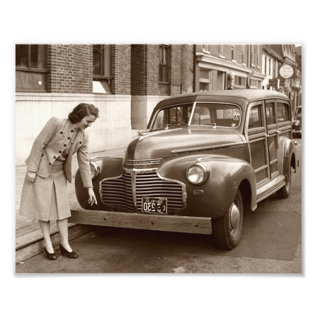 Auto mit Holzbügel des Zweiten Weltkriegs Fotodruck (Vorne)