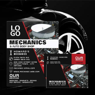 Auto-Motor, Auto-Mechaniker u. Reparaturen Visitenkarte