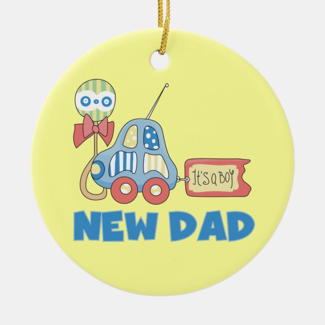 Auto Neu Papa Es ist ein Junge Geschenke Keramikornament (Vorne)