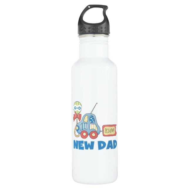 Auto Neu Papa Es ist ein Junge Trinkflasche (Vorderseite)