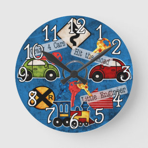 Auto, Personenkraftwagen, Züge, Design Wandleuchte Runde Wanduhr