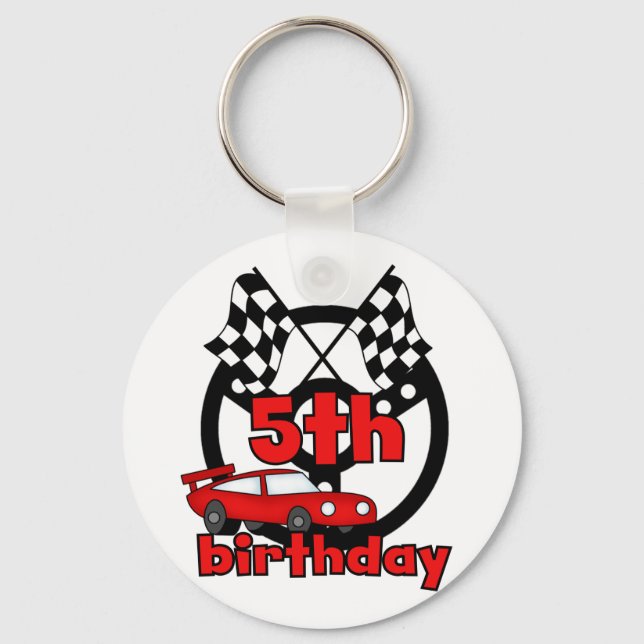 Auto Racing 5. Geburtstag Tshirts und Geschenke Schlüsselanhänger (Vorderseite)