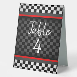 Auto Racing Checkered Design Tent Table Sign Tischaufsteller