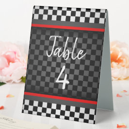 Auto Racing Checkered Design Tent Table Sign Tischaufsteller