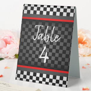 Auto Racing Checkered Design Tent Table Sign Tischaufsteller