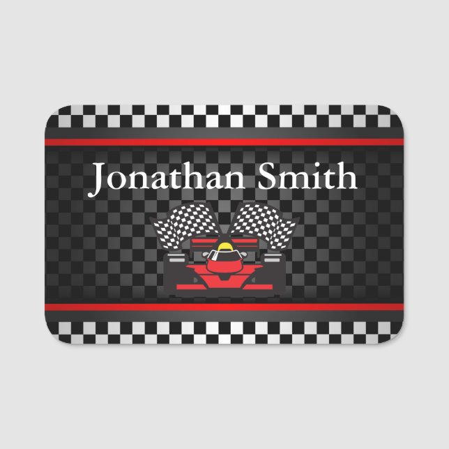 Auto Racing Design Name Tag Namensschild (Vorderseite)