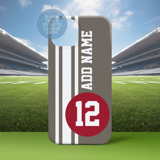 Auto Racing Stripes mit Nummer und Name iPhone 15 Hülle (Personalized Phone Case with A sporty Design)