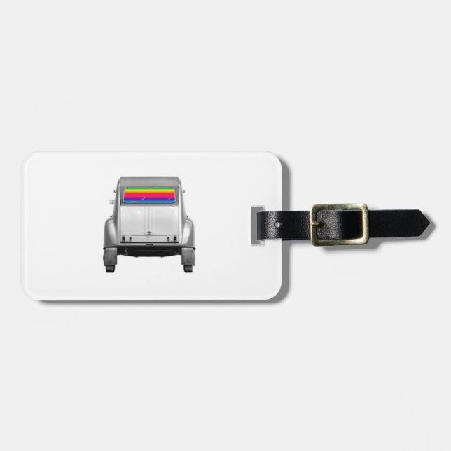 Auto + Regenbogen Gepäckanhänger (Vorderseite horizontal)