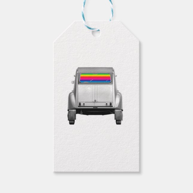 Auto + Regenbogen Geschenkanhänger (Vorderseite)