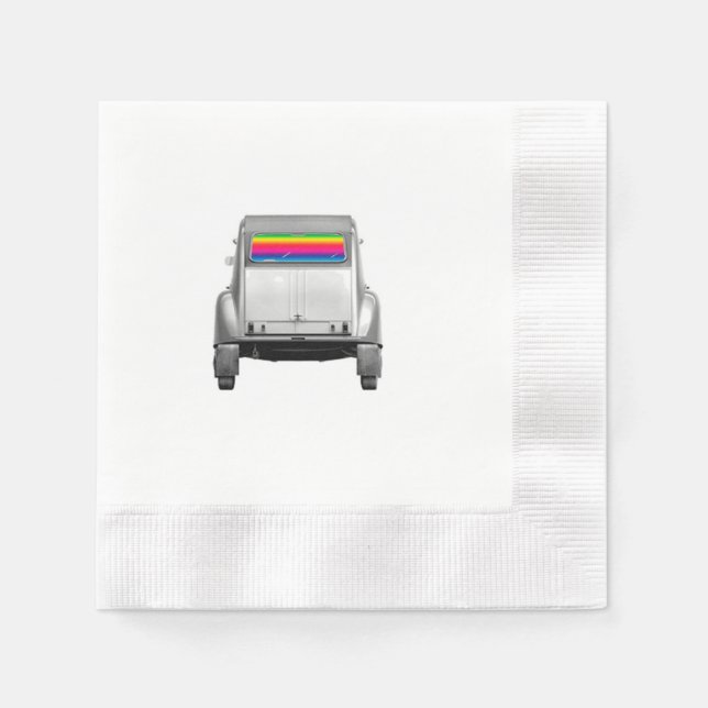 Auto + Regenbogen Serviette (Vorderseite)