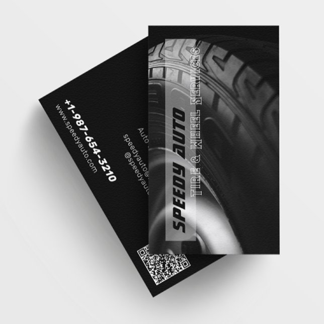 Auto-Reifen & Wheel-Services Black Business Card Visitenkarte (Von Creator hochgeladen)