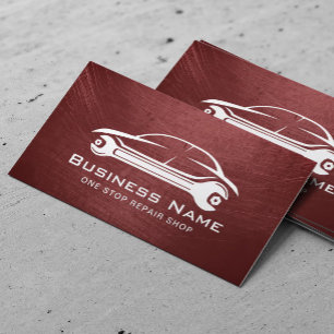 Auto Repair Car & WFrench Logo Automotive Red Visitenkarte
