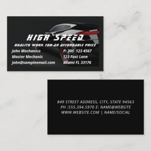 Auto Reparatur Auto Black Automotive Mechanik Visitenkarte