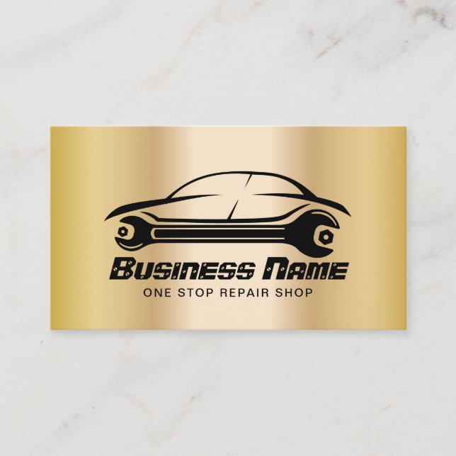 Auto Reparatur Auto & Motorroller Gold Automotive  Visitenkarte (Vorderseite)