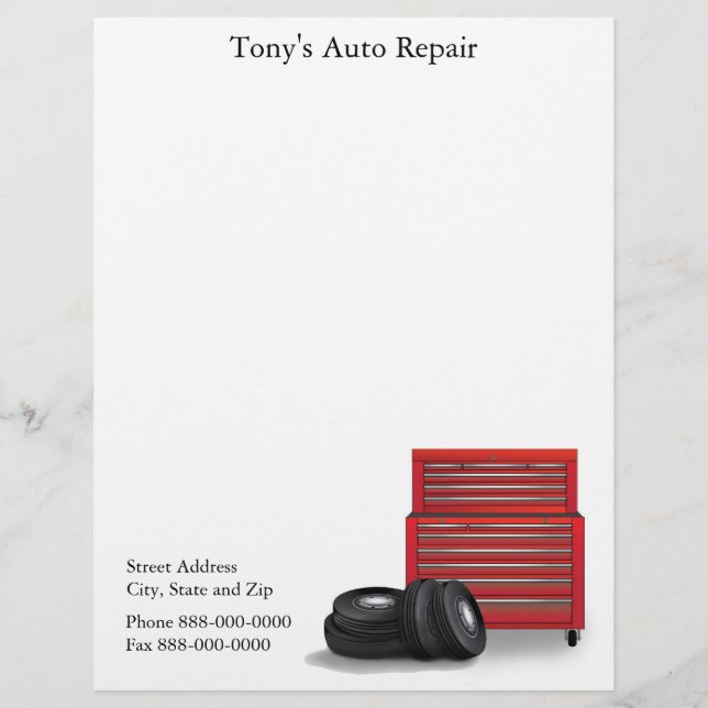 Auto Reparatur Business Letterhead Briefbogen (Vorderseite)