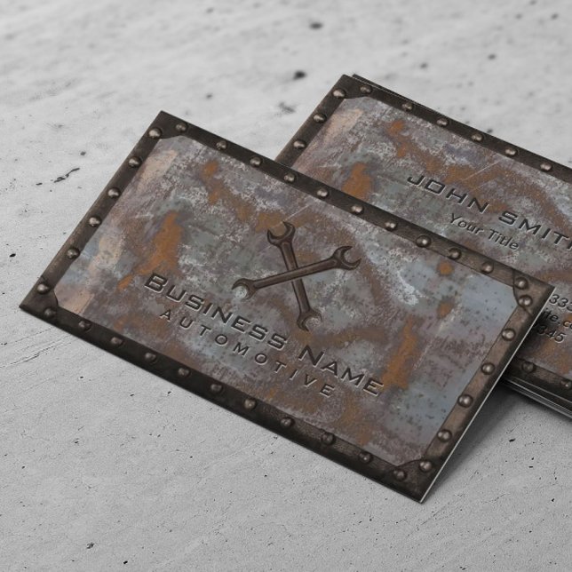 Auto Reparatur Grunge Rusty Metal Handyman Visitenkarte (Von Creator hochgeladen)