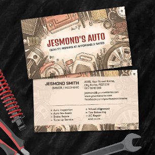 Auto-Reparatur - Mechaniker  Visitenkarte
