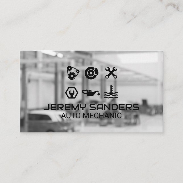 Auto-Reparaturbucht | Mechanische Fix-Icons Visitenkarte (Vorderseite)