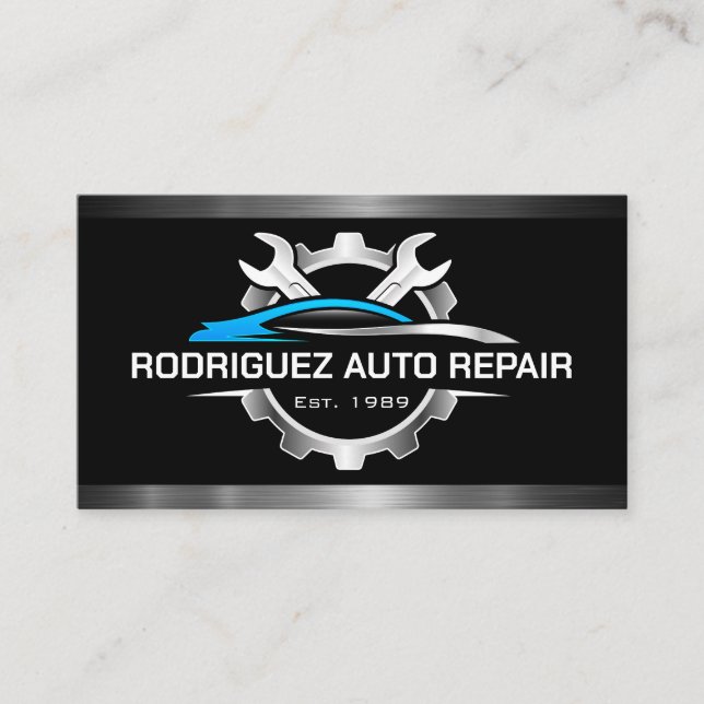 Auto-Reparaturservice-Logo | Kräne und Getriebe Visitenkarte (Vorderseite)