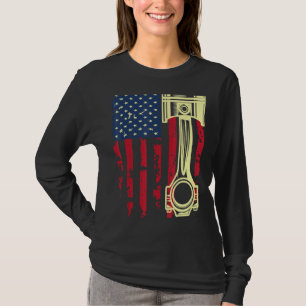 Auto-Reparaturwerkzeuge Kolbenstange USA-Flagge T-Shirt