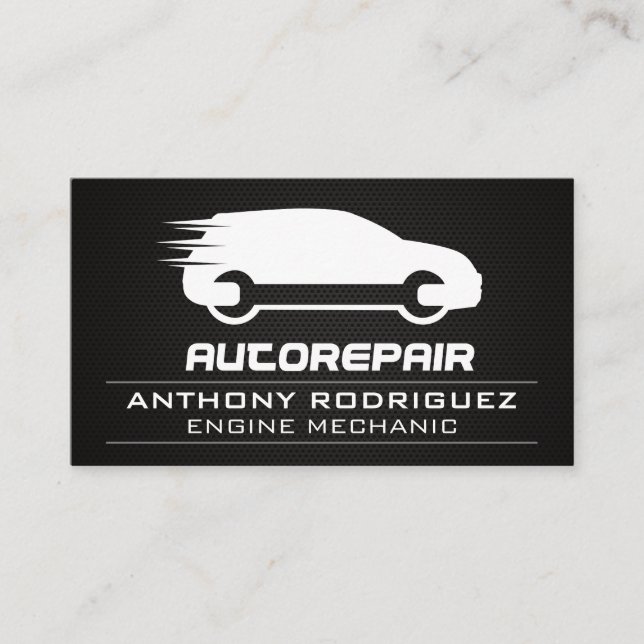 Auto reparieren Logo | Kohlenstofffaser-Metallic Visitenkarte (Vorderseite)