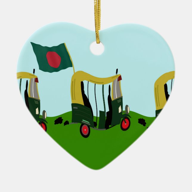 Auto Rickshaw in Bangladesch Keramikornament (Vorne)