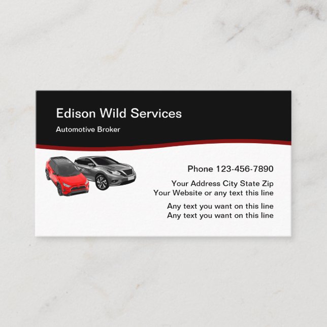 Auto Sales Broker Business Cards Visitenkarte (Vorderseite)