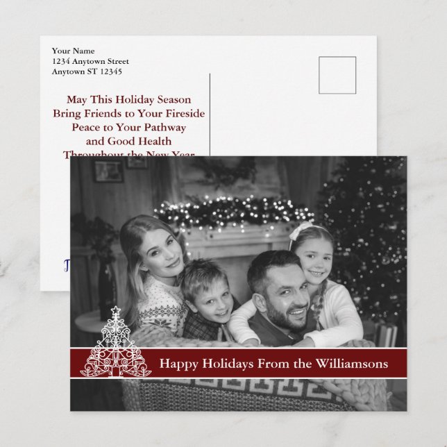 Auto Schwarz und Weiß Foto Weiße Weihnachtsbaum Postkarte (Vorne/Hinten)