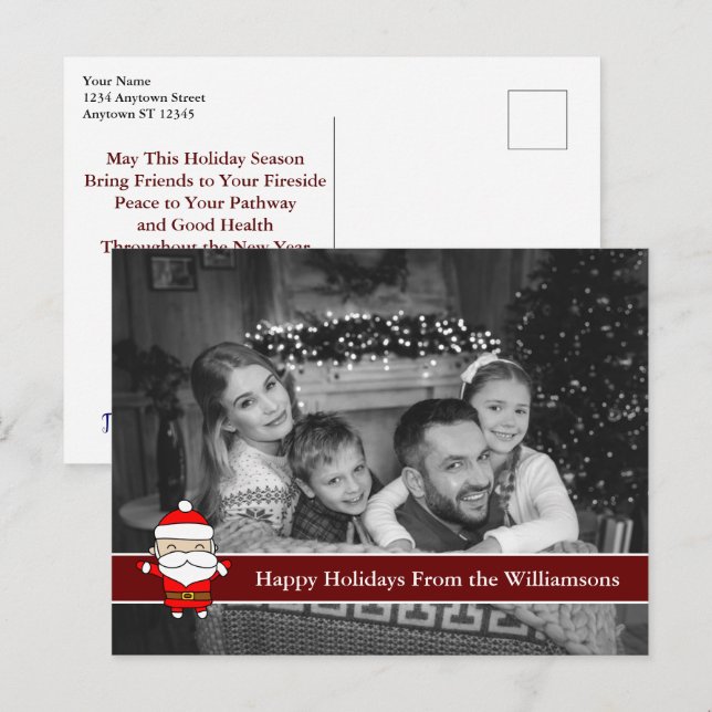 Auto Schwarz-Weiß-Foto mit Weihnachten Postkarte (Vorne/Hinten)