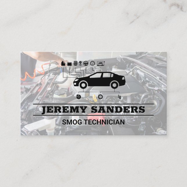 Auto-Service-Logo | Motor Bay Business Card Visitenkarte (Vorderseite)