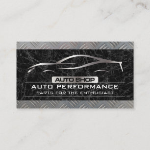 Auto Shop Metallisches Auto-Logo Schwarzes Marmo Visitenkarte
