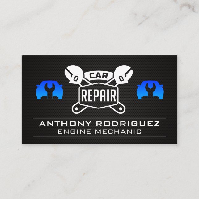 Auto Shop | Wrenches | Mechanische Reparatur Visitenkarte (Vorderseite)