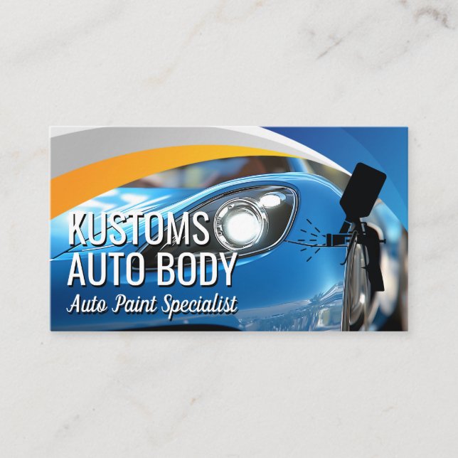 Auto Spray Gun Logo | Car Paint Shop Visitenkarte (Vorderseite)