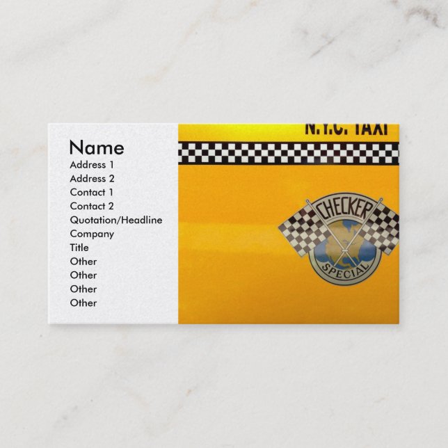 Auto - Stadt - NYC Taxi Visitenkarte (Vorderseite)