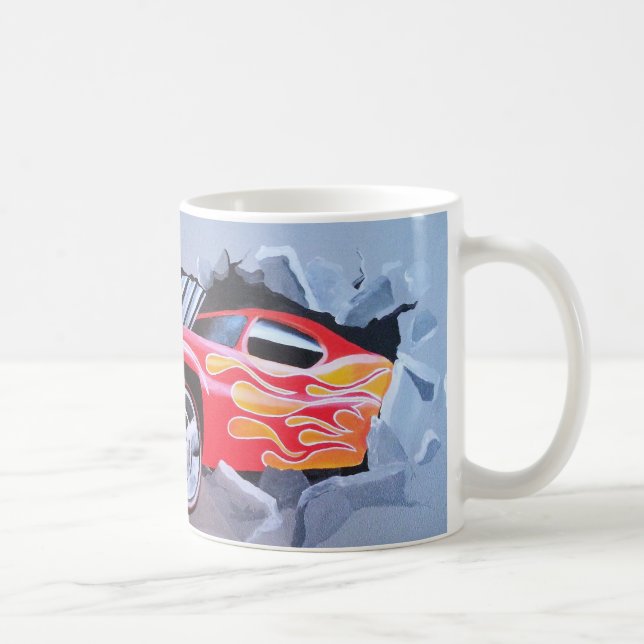 Auto stürzt durch die Mauer Kaffeetasse (Rechts)